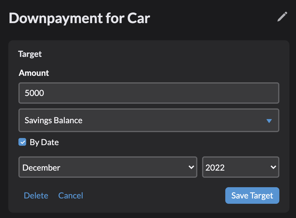 Savings balance with date